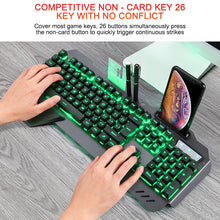 Load image into Gallery viewer, ErgonomicWired Gaming Keyboard with RGB Backlight Phone Holder