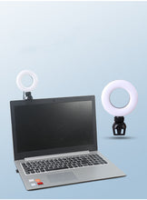 Load image into Gallery viewer, Video Conference 4 Inch Fill Light Computer Live Photography Light  LED Selfie Light USB Powered Round Camera Lamp Dimmable LED Ring Light With Phone Holder