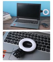 Load image into Gallery viewer, Video Conference 4 Inch Fill Light Computer Live Photography Light  LED Selfie Light USB Powered Round Camera Lamp Dimmable LED Ring Light With Phone Holder