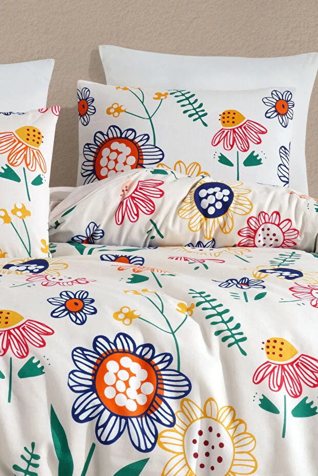Single Duvet Cover Set | Elastic Fitted Sheet | Cotton Full Set