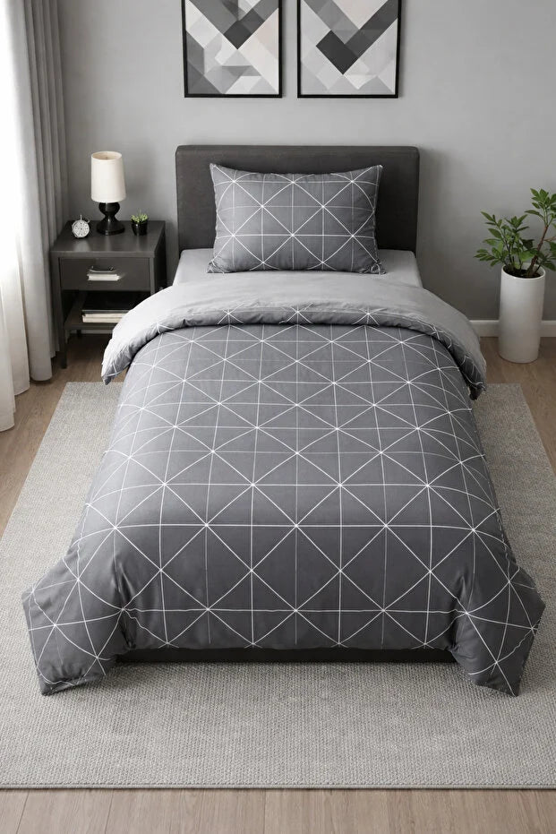 Single Elastic Bed Sheet Duvet Cover Set | Cotton
