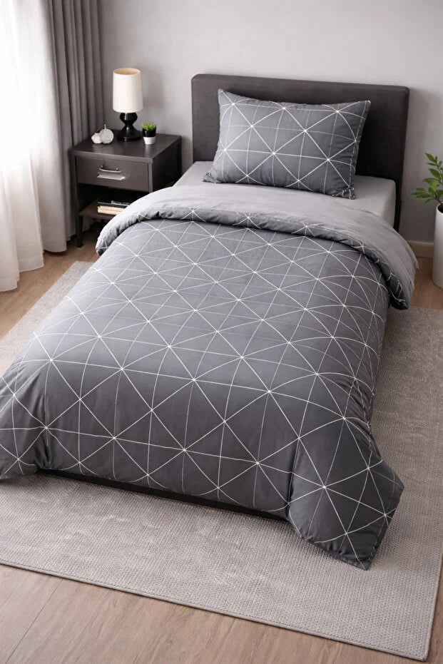 Single Elastic Bed Sheet Duvet Cover Set | Cotton