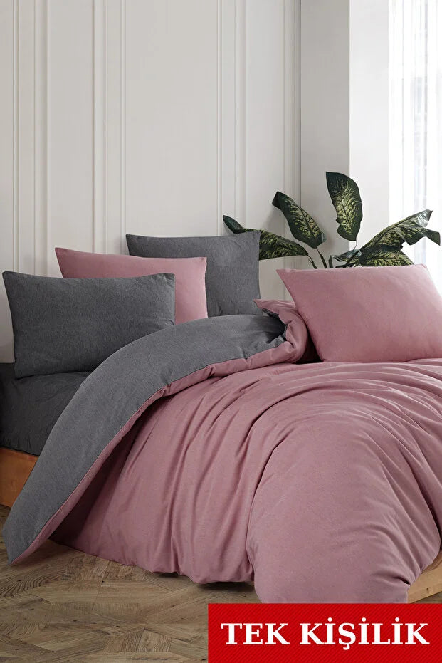 Single Fitted Sheet Duvet Cover Set | Purple-Grey