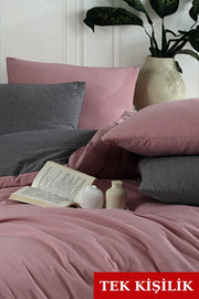 Single Fitted Sheet Duvet Cover Set | Purple-Grey