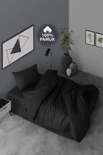 Load image into Gallery viewer, Ranforce Single Fitted Sheet Duvet Cover Set Simple Black