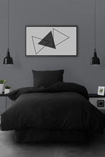 Load image into Gallery viewer, Ranforce Single Fitted Sheet Duvet Cover Set Simple Black