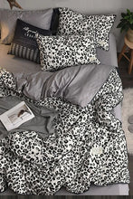 Load image into Gallery viewer, Elastic Bed Sheet Duvet Cover Set Single Leopard Pure Black White