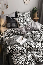 Load image into Gallery viewer, Elastic Bed Sheet Duvet Cover Set Single Leopard Pure Black White