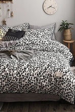 Load image into Gallery viewer, Elastic Bed Sheet Duvet Cover Set Single Leopard Pure Black White