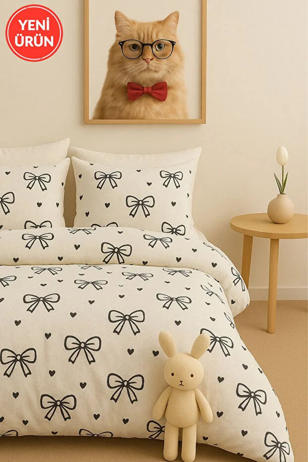 Bow Single Duvet Cover Set Duvet Cover +1 piece Pillowcase