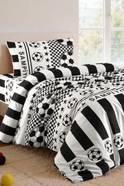 Black and White Single Fan Duvet Cover Set - Cotton Soft Texture