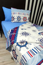 Load image into Gallery viewer, Single Duvet Cover Set with Elastic Sheet Sailor Blue Anchor Child