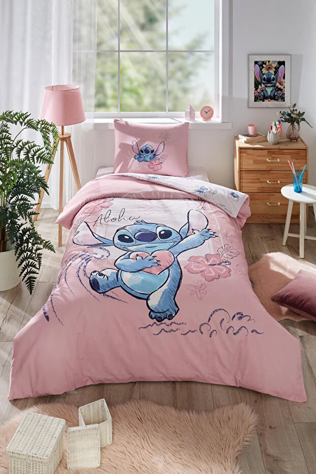 Stitch Aloha Single Disney Licensed Fitted Sheet Kids Duvet Cover Set