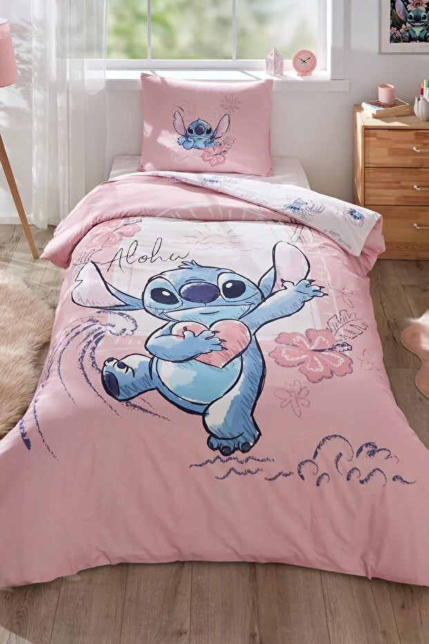 Stitch Aloha Single Disney Licensed Fitted Sheet Kids Duvet Cover Set
