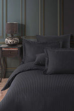 Load image into Gallery viewer, Double Satin Striped Duvet Cover Set – Fitted Sheet, Shiny and Soft Fabric