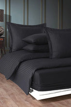 Load image into Gallery viewer, Double Satin Striped Duvet Cover Set – Fitted Sheet, Shiny and Soft Fabric