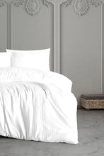 Load image into Gallery viewer, Double Satin Striped Duvet Cover Set – Fitted Sheet, Shiny and Soft Fabric