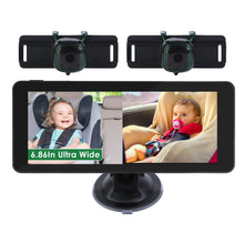 Load image into Gallery viewer, 1Pc 1080P Baby Car Camera For 2 Kids Dual Channel Car Baby Monitor Rear Facing Car Seat Camera With 120Degree Wide View 6.86In HD Split Screen Night Vision