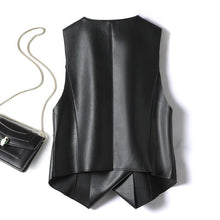 Load image into Gallery viewer, Leather Coat Western Style Double Breasted Vest Short Slim Fit Slimming
