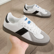 Load image into Gallery viewer, Womens Style White Lace Up Casual Sneakers With A Leopard Print Flat Sole