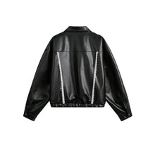 Load image into Gallery viewer, Women's Street Black Lace Love Number Embroidered Lapel Jacket