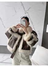 Load image into Gallery viewer, Sense Fox Fur Stitching Leather Coat
