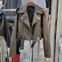 Load image into Gallery viewer, Hong Kong Style Retro Coat Women's Short Spring And Autumn New Casual Pop Motorcycle PU Leather Jacket