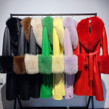 Load image into Gallery viewer, Slim-fit Leather Sheepskin Fox Fur Coat