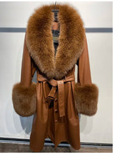 Load image into Gallery viewer, Slim-fit Leather Sheepskin Fox Fur Coat