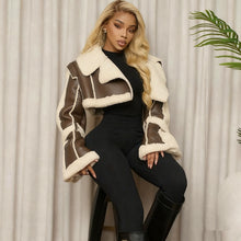 Load image into Gallery viewer, Leather-and-Fur-Trim Short Jacket For Women