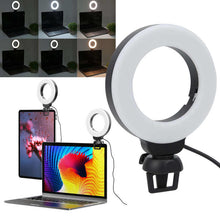 Load image into Gallery viewer, Video Conference 4 Inch Fill Light Computer Live Photography Light  LED Selfie Light USB Powered Round Camera Lamp Dimmable LED Ring Light With Phone Holder