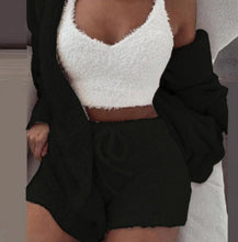Load image into Gallery viewer, 3pcs Womens Clothing Long Sleeve Crop Tank Top And Drawstring Shorts Pajama Set