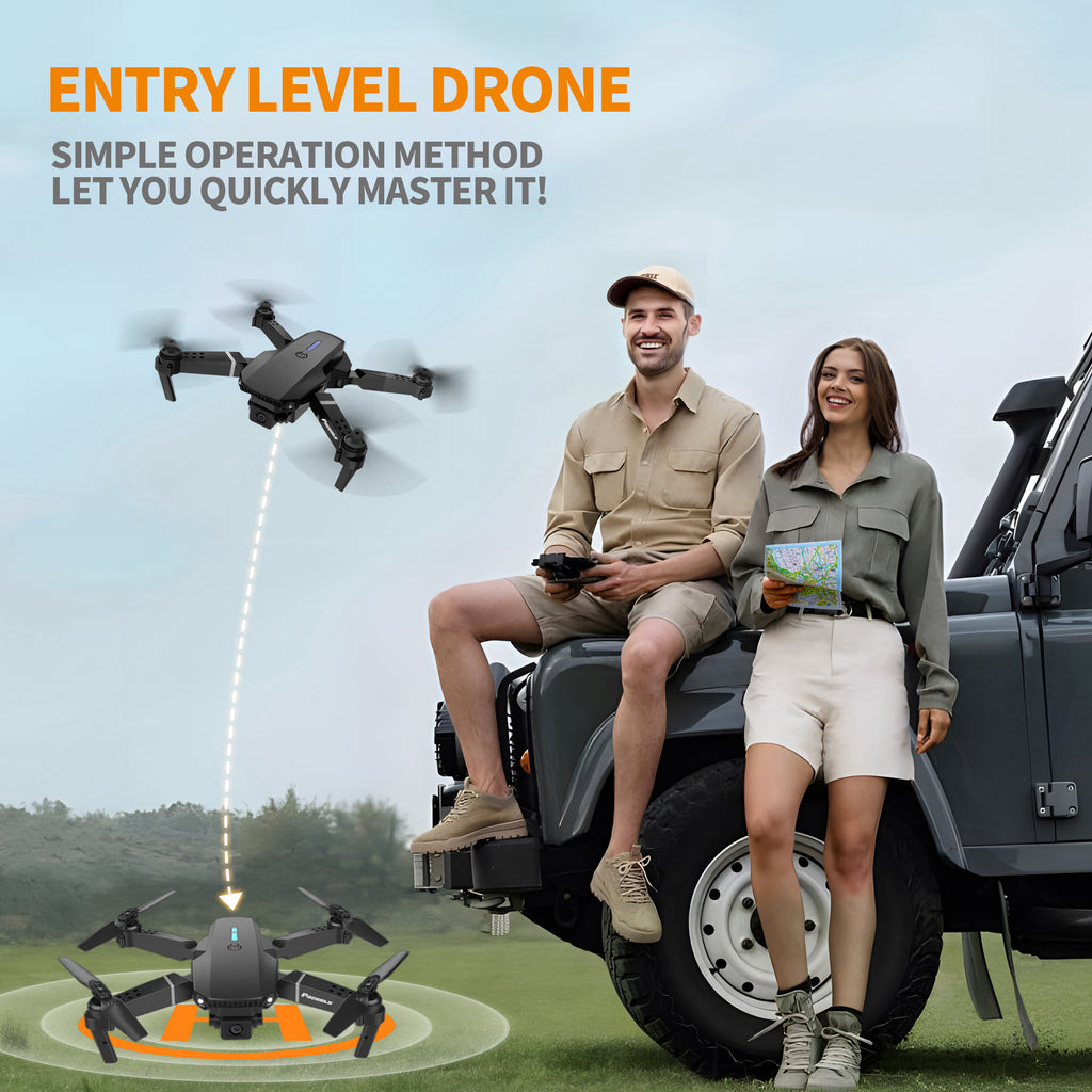 E88 Dual Camera Drone, WiFi FPV Double Folding RC Quadcopter Altitude Hold, Remote Control Toy For Beginners, Ideal Men's Gift For Outdoor Fun, Great For Christmas, Halloween, And Thanksgiving