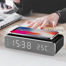 Load image into Gallery viewer, LED Electric Alarm Clock With Wireless Charger Desktop Digital Despertador Thermometer Clock HD Mirror Clock Watch Table Decor