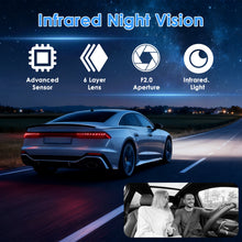Load image into Gallery viewer, WiFi FHD 1080P 3 Channel Car Dash Cam Front Rear Inside With 32G MMC Card Motion Detection Loop Recording Infrared Night Vision Surveillance Car Camera With App Control