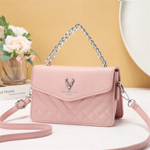 Load image into Gallery viewer, Soft Blush Quilted Mini Bag - Retro Style Casual Handbag Waterproof Minimalist Single Shoulder Wide Strap PU Polyester Lining Stylish Thick Chains