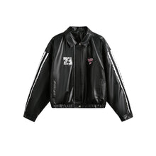Load image into Gallery viewer, Women's Street Black Lace Love Number Embroidered Lapel Jacket