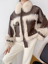 Load image into Gallery viewer, Sense Fox Fur Stitching Leather Coat