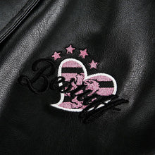 Load image into Gallery viewer, Women's Street Black Lace Love Number Embroidered Lapel Jacket