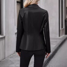 Load image into Gallery viewer, Women's Double Breasted Suit Motorcycle Leather Coat