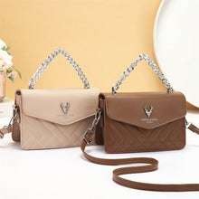 Load image into Gallery viewer, Soft Blush Quilted Mini Bag - Retro Style Casual Handbag Waterproof Minimalist Single Shoulder Wide Strap PU Polyester Lining Stylish Thick Chains