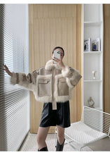 Load image into Gallery viewer, Sense Fox Fur Stitching Leather Coat