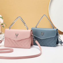 Load image into Gallery viewer, Soft Blush Quilted Mini Bag - Retro Style Casual Handbag Waterproof Minimalist Single Shoulder Wide Strap PU Polyester Lining Stylish Thick Chains