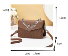 Load image into Gallery viewer, Soft Blush Quilted Mini Bag - Retro Style Casual Handbag Waterproof Minimalist Single Shoulder Wide Strap PU Polyester Lining Stylish Thick Chains