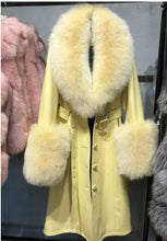 Load image into Gallery viewer, Slim-fit Leather Sheepskin Fox Fur Coat