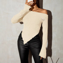 Load image into Gallery viewer, Long-sleeve Top With An Asymmetric Slant Neck And Hem