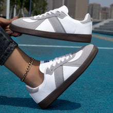 Load image into Gallery viewer, Womens Style White Lace Up Casual Sneakers With A Leopard Print Flat Sole