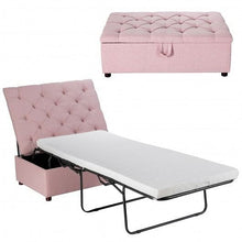 Load image into Gallery viewer, Folding Ottoman Sleeper Bed with Mattress for Guest Bed and Office Nap-Pink