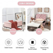 Load image into Gallery viewer, Folding Ottoman Sleeper Bed with Mattress for Guest Bed and Office Nap-Pink
