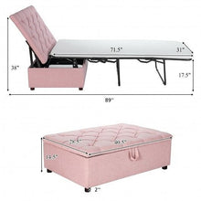 Load image into Gallery viewer, Folding Ottoman Sleeper Bed with Mattress for Guest Bed and Office Nap-Pink